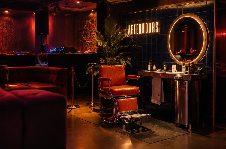 Concept render: AFTERHOURS Backstage inside a club