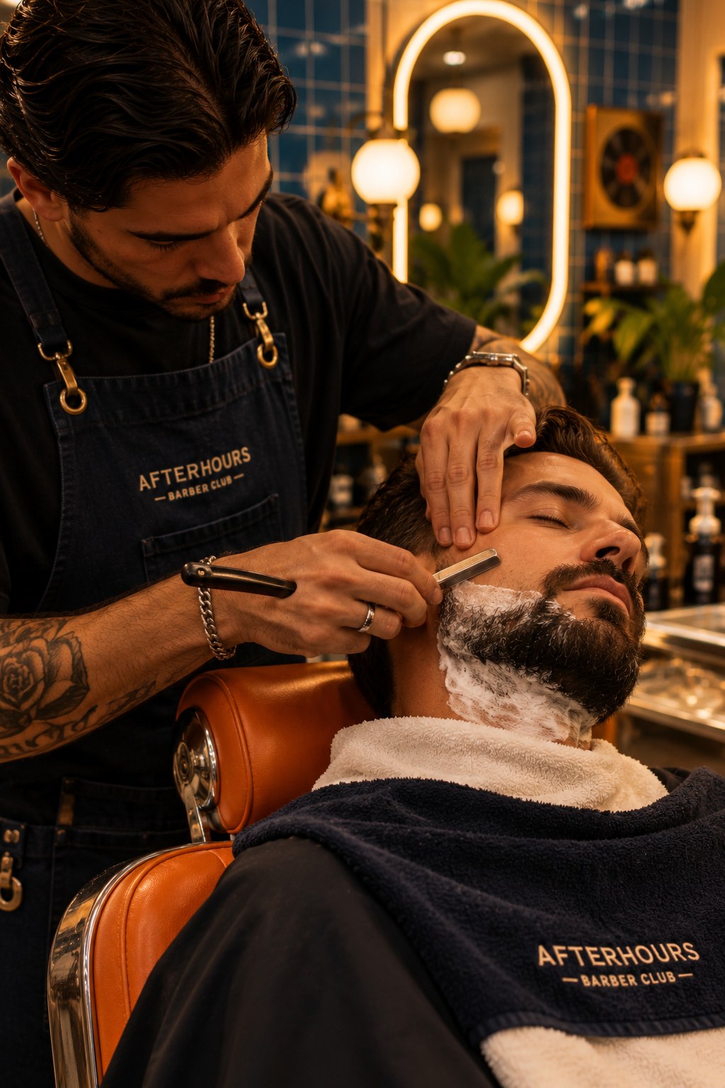 Concept visual: straight-razor beard finish